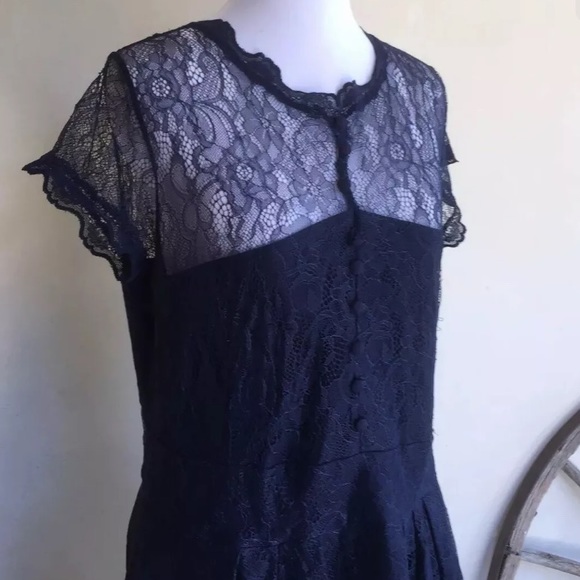 MIUSOL Cute 40-50s Pin-Up-Girl Navy Blue Lace Fit & Flair Dress Plus Sz 2X NEW! - Picture 3 of 11